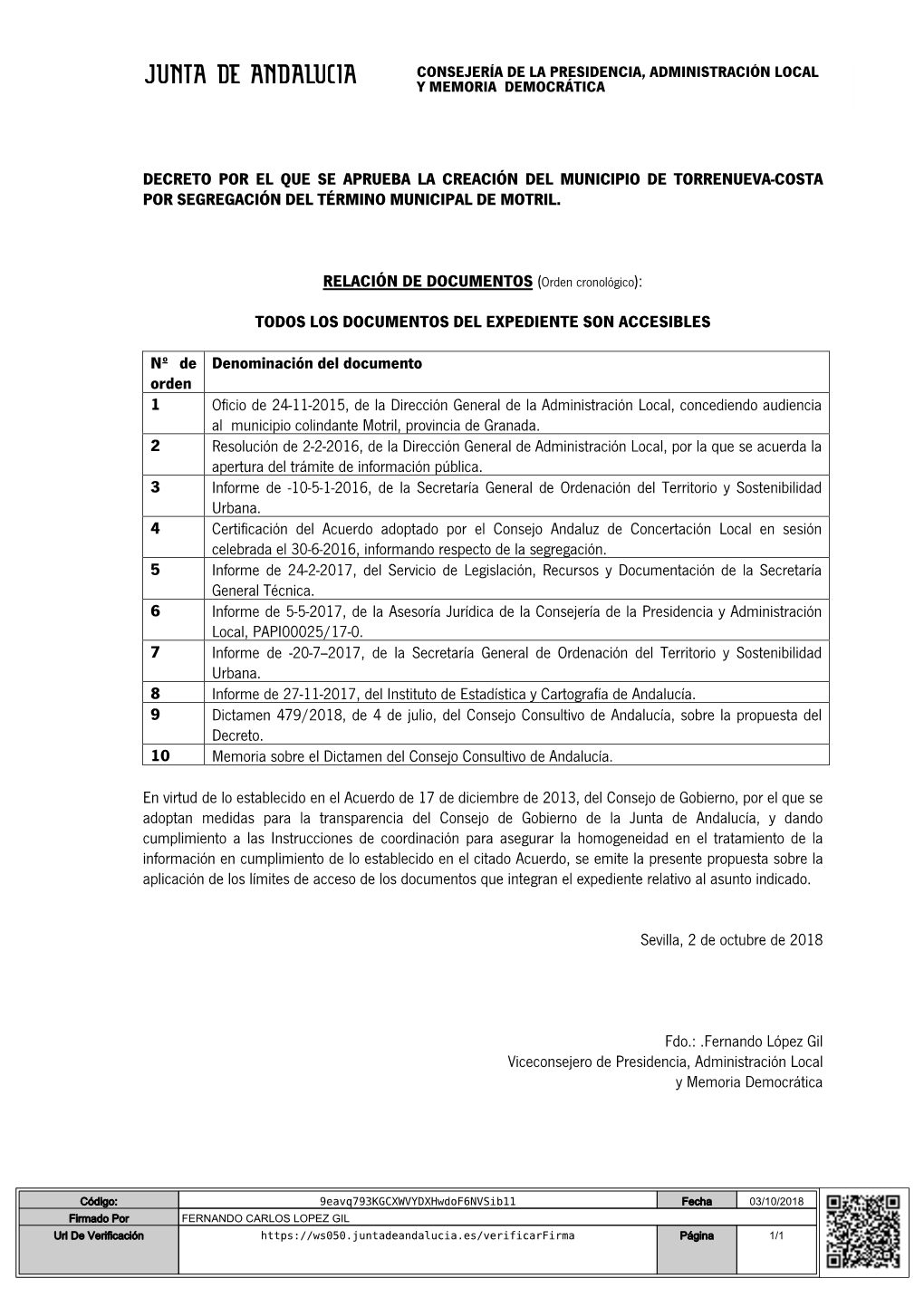Expediente Decreto 184 2018, Aprueba Creación Municipio
