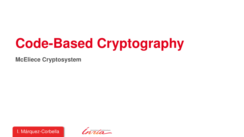 Code-Based Cryptography