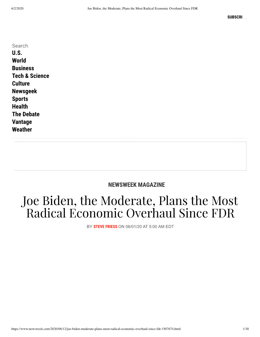 Joe Biden, the Moderate, Plans the Most Radical Economic Overhaul Since FDR