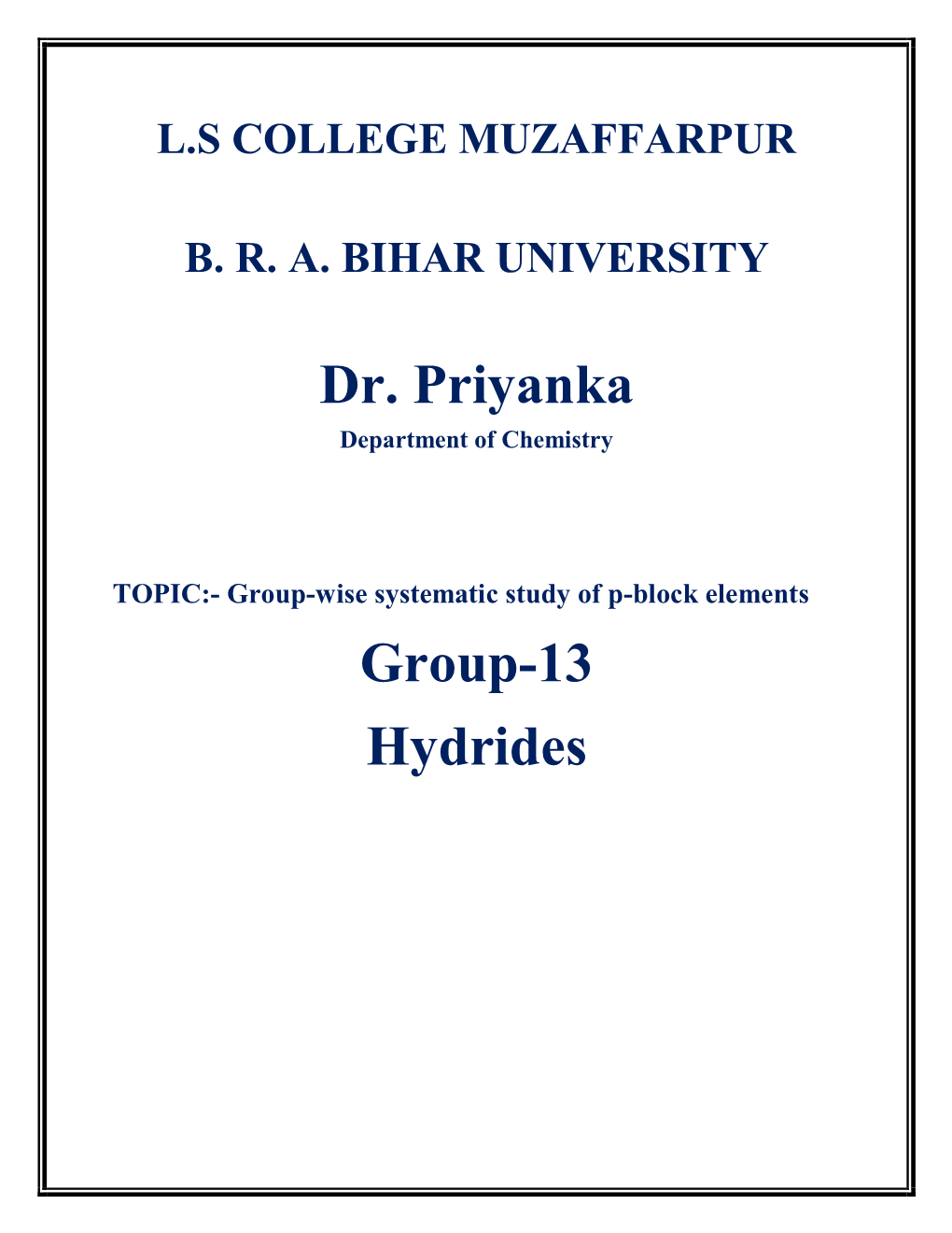 Dr. Priyanka Group-13 Hydrides