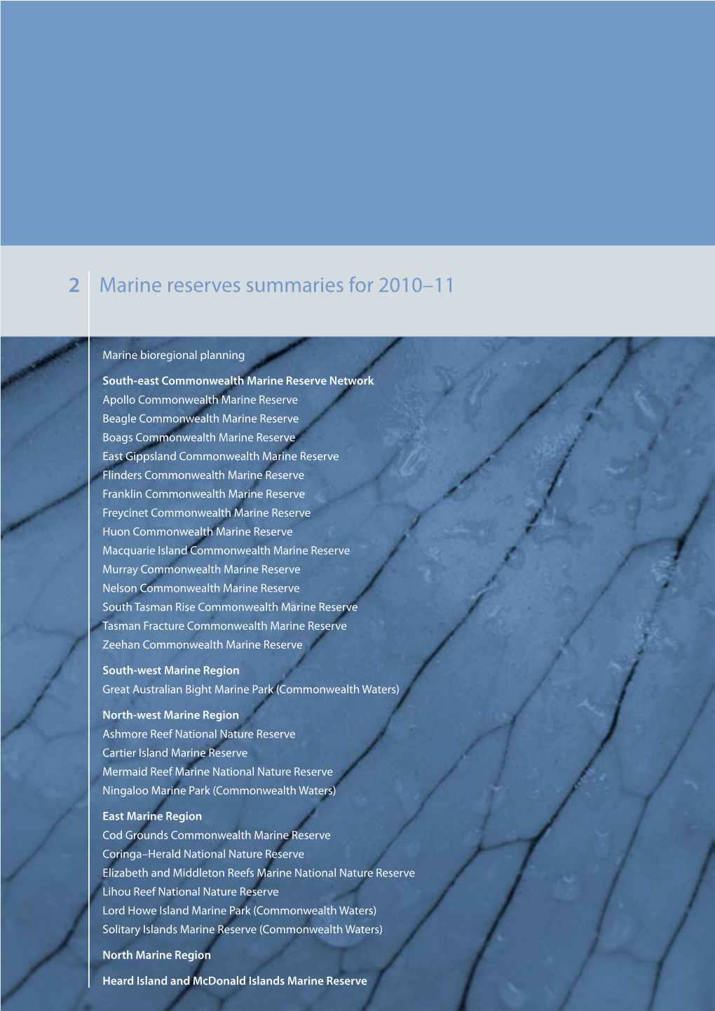 Marine Reserves Summaries for 2010–11