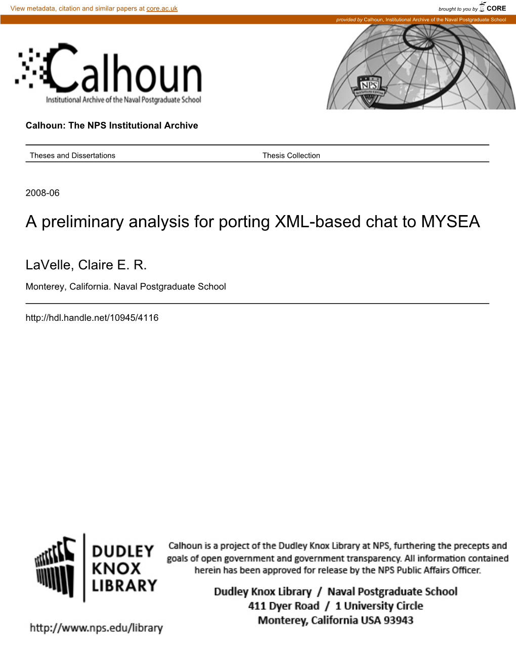 A Preliminary Analysis for Porting XML-Based Chat to MYSEA