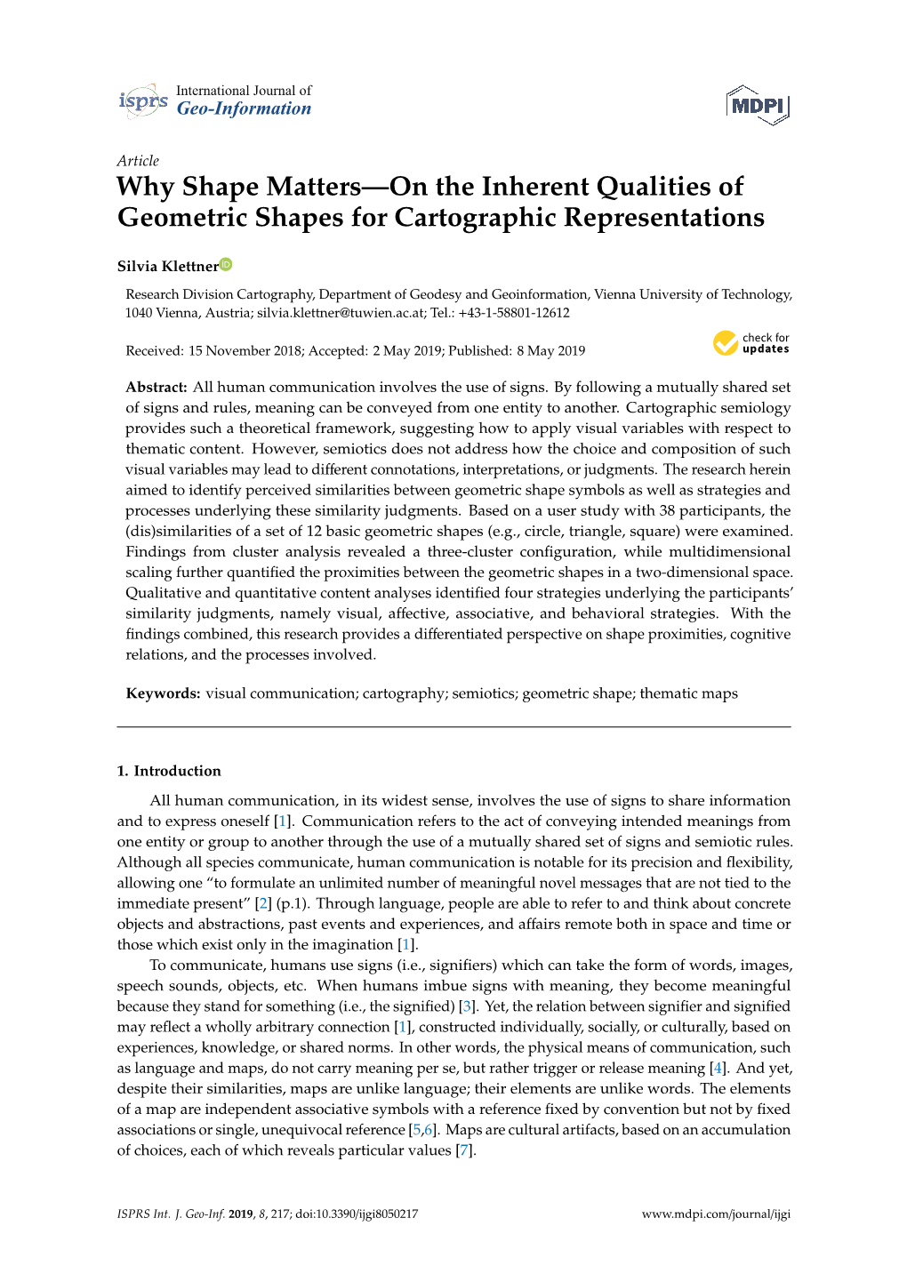 Why Shape Matters—On the Inherent Qualities of Geometric Shapes for Cartographic Representations