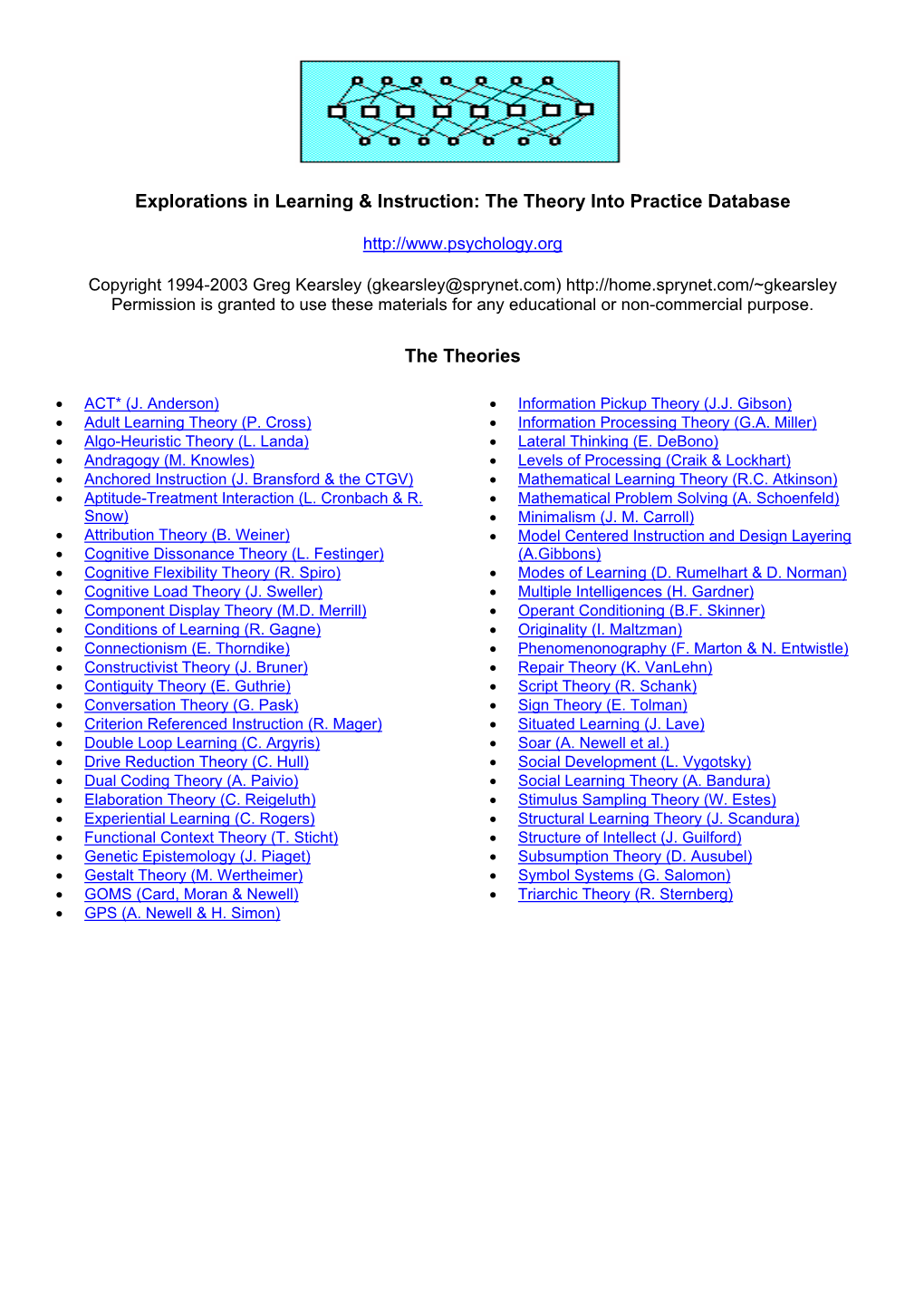 Explorations in Learning & Instruction: the Theory Into Practice Database