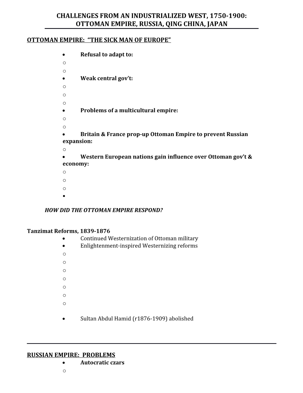 Challenges from an Industrialized West, 1750-1900