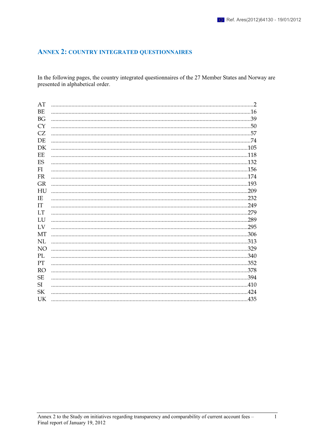 Annex 2: Country Integrated Questionnaires