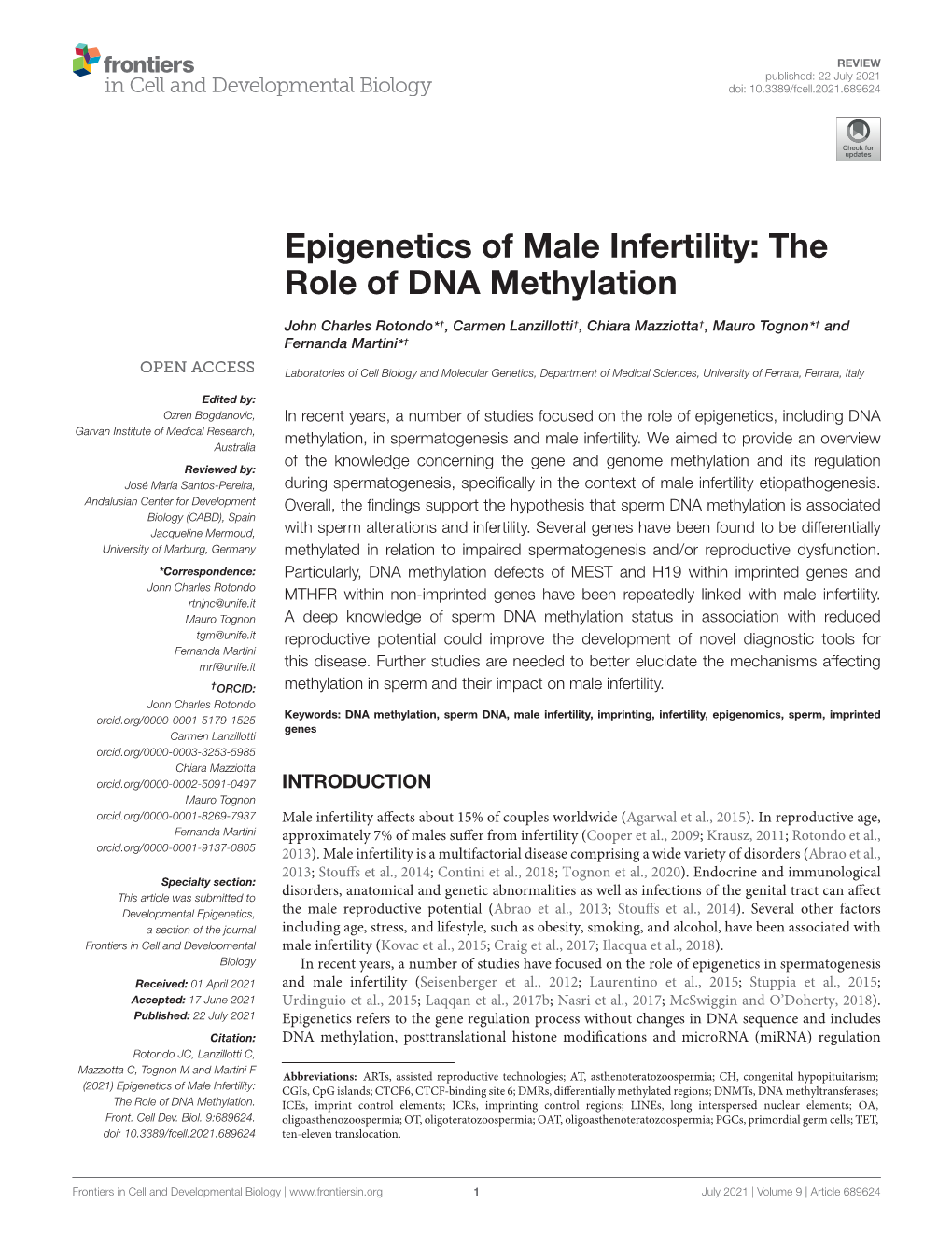 Epigenetics of Male Infertility: the Role of DNA Methylation