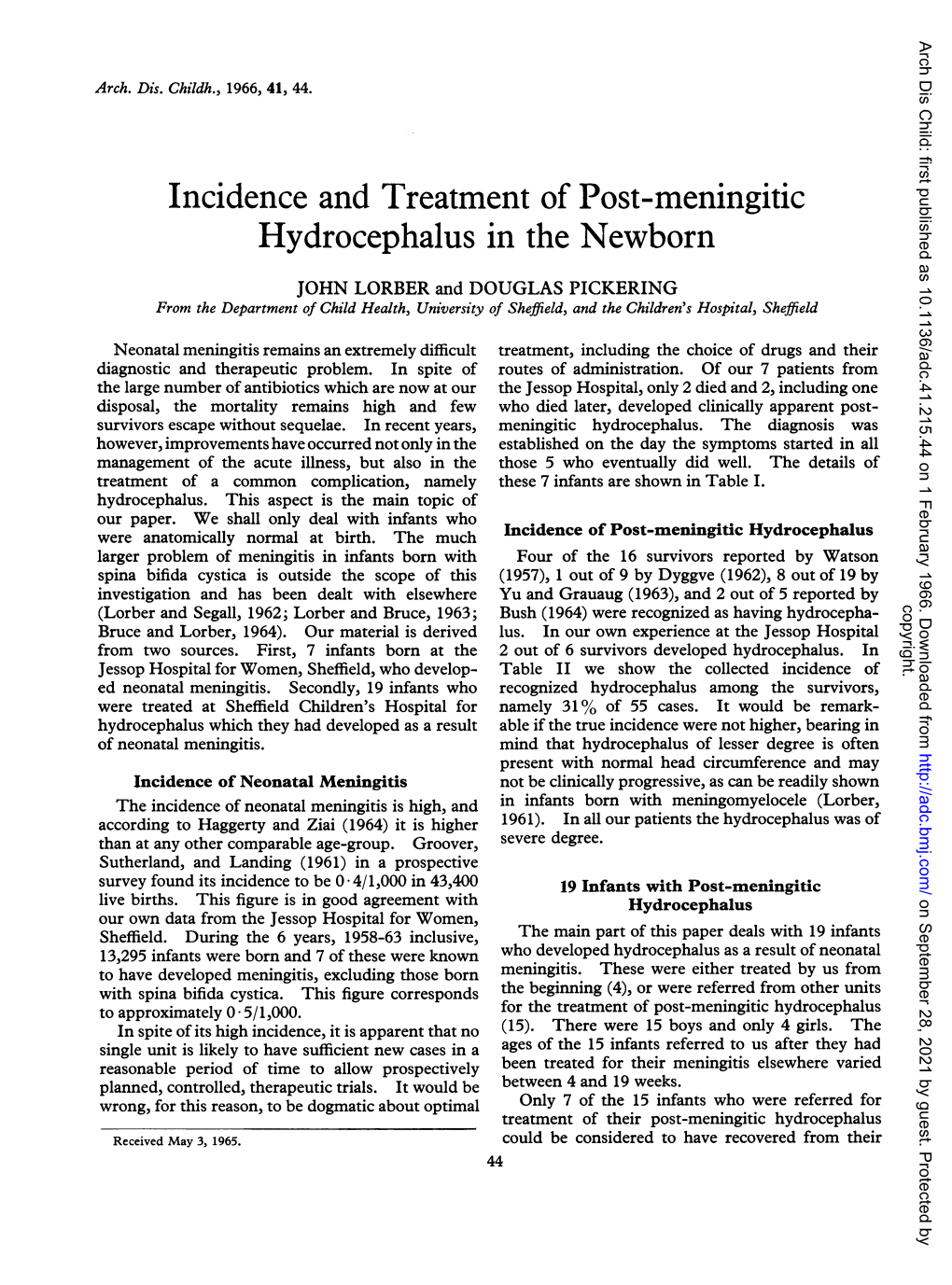 Incidence Andtreatment Ofpost-Meningitic Hydrocephalus in the Newborn