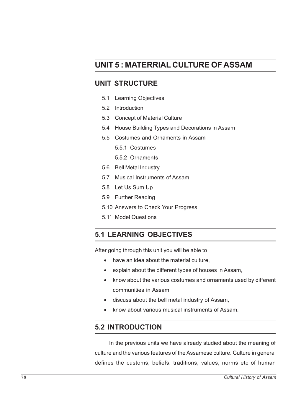 Unit 5 : Materrial Culture of Assam