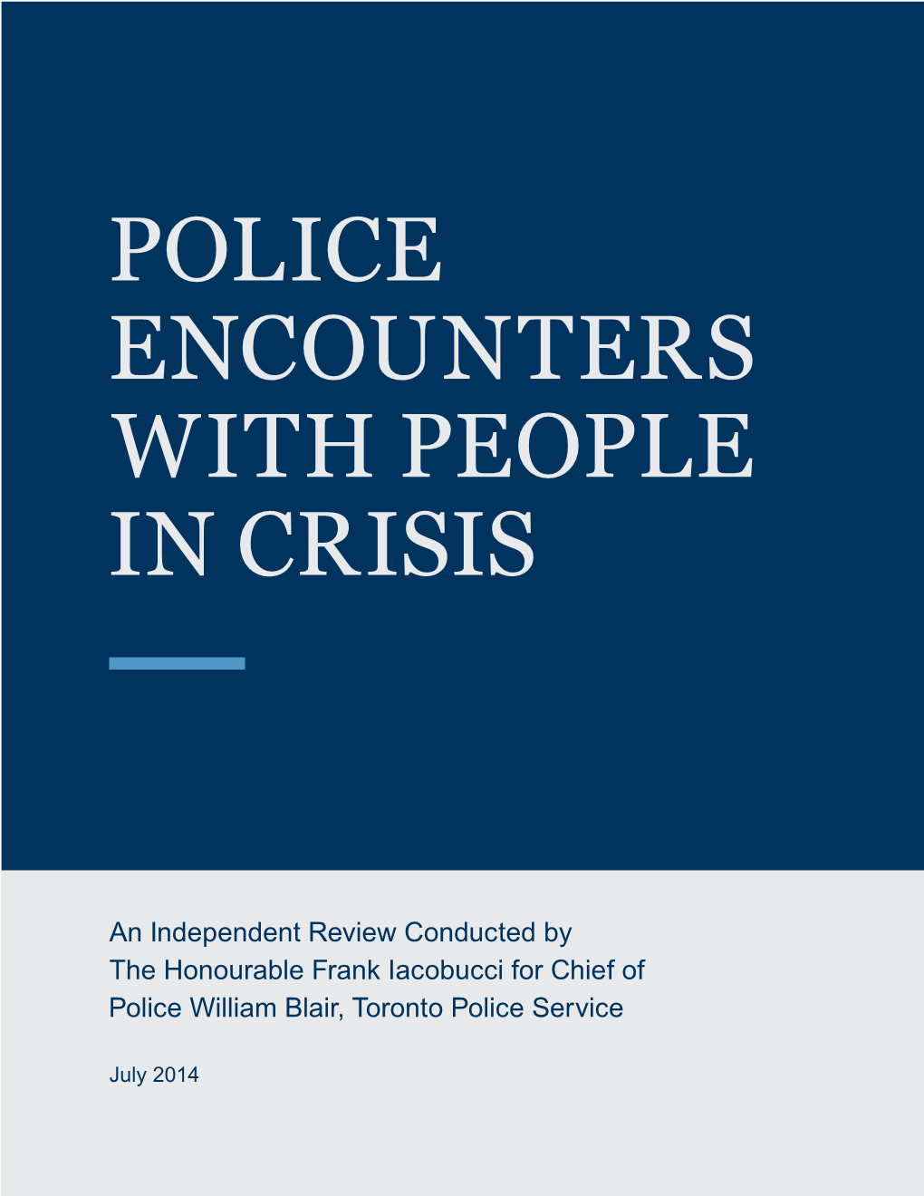 Police Encounters with People in Crisis