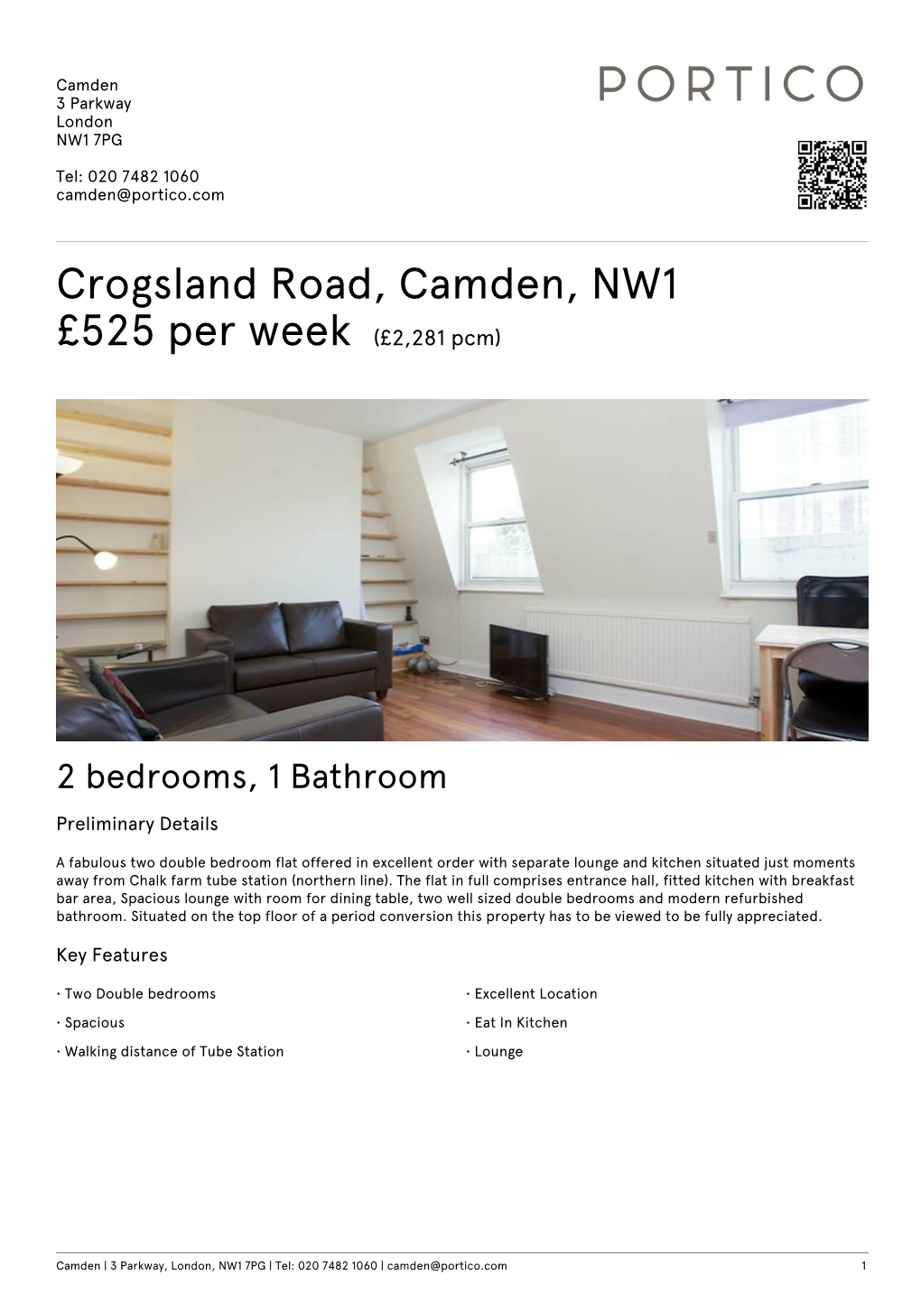 Crogsland Road, Camden, NW1 £525 Per Week