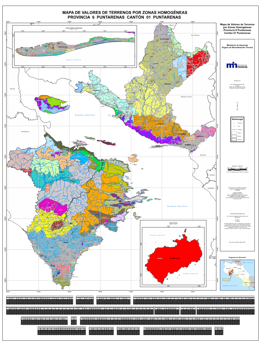 Mapa Del Cantón De Puntarenas 01, Distrito 01