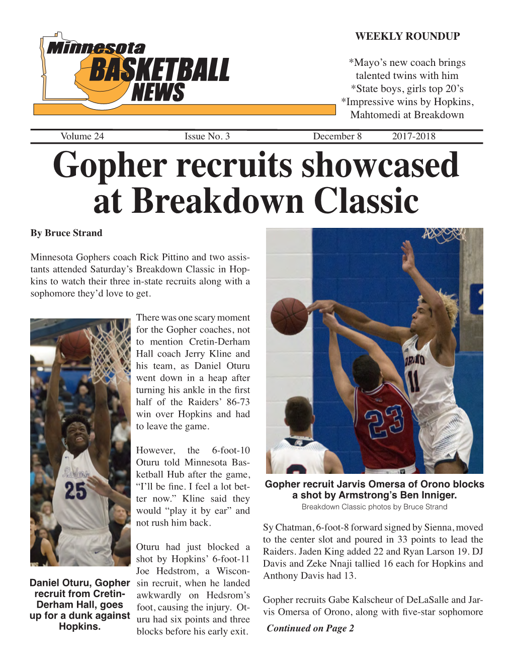 Gopher Recruits Showcased at Breakdown Classic by Bruce Strand