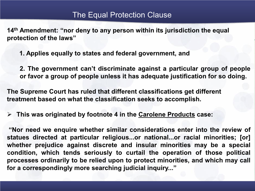 The Equal Protection Clause