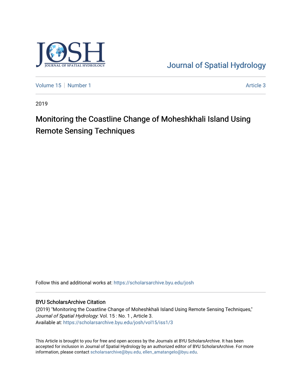 Monitoring the Coastline Change of Moheshkhali Island Using Remote Sensing Techniques