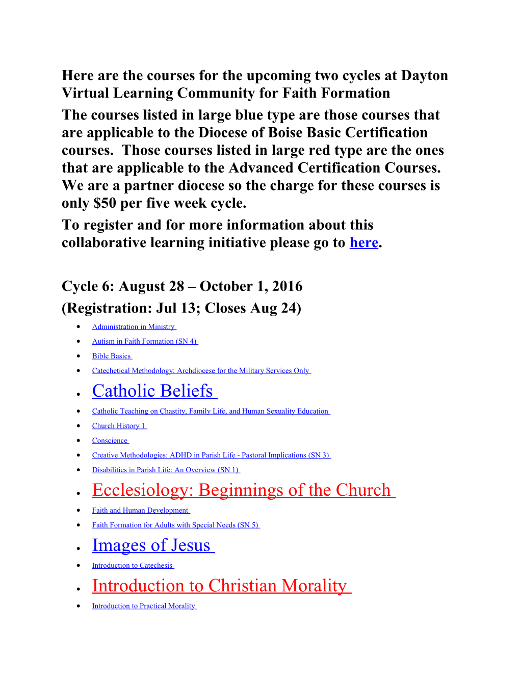 Here Are the Courses for the Upcoming Two Cycles at Dayton Virtual Learning Community