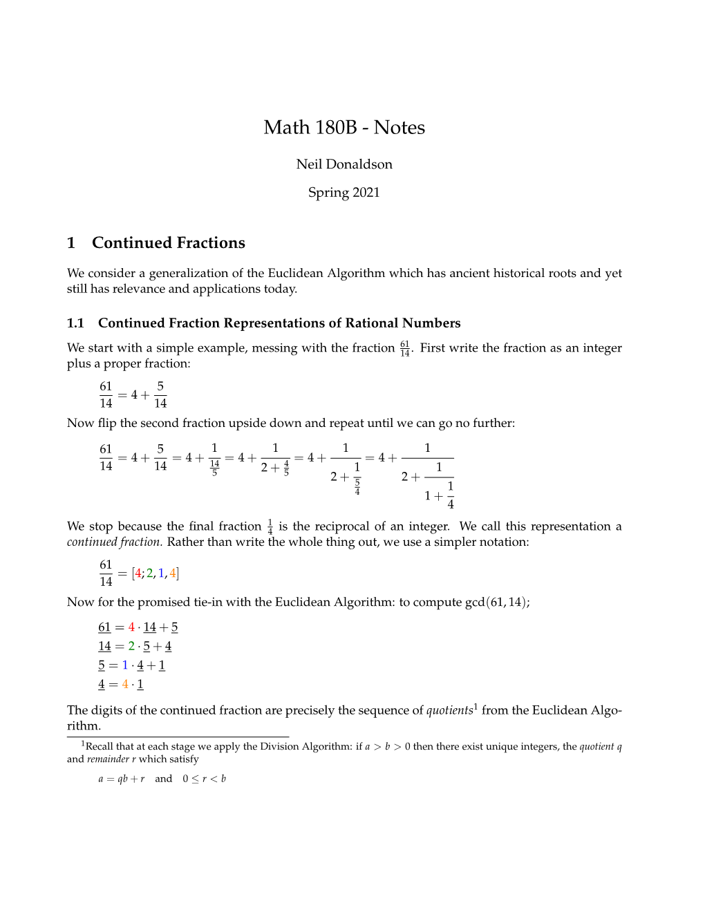 Continued Fractions