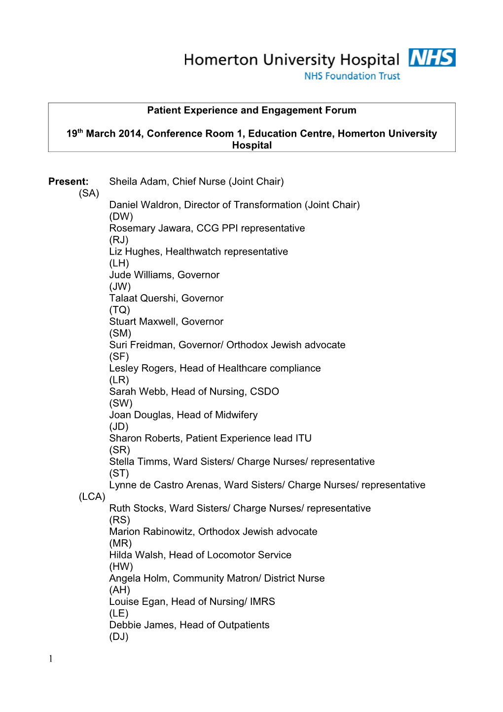 Patient Experience and Engagement Forum