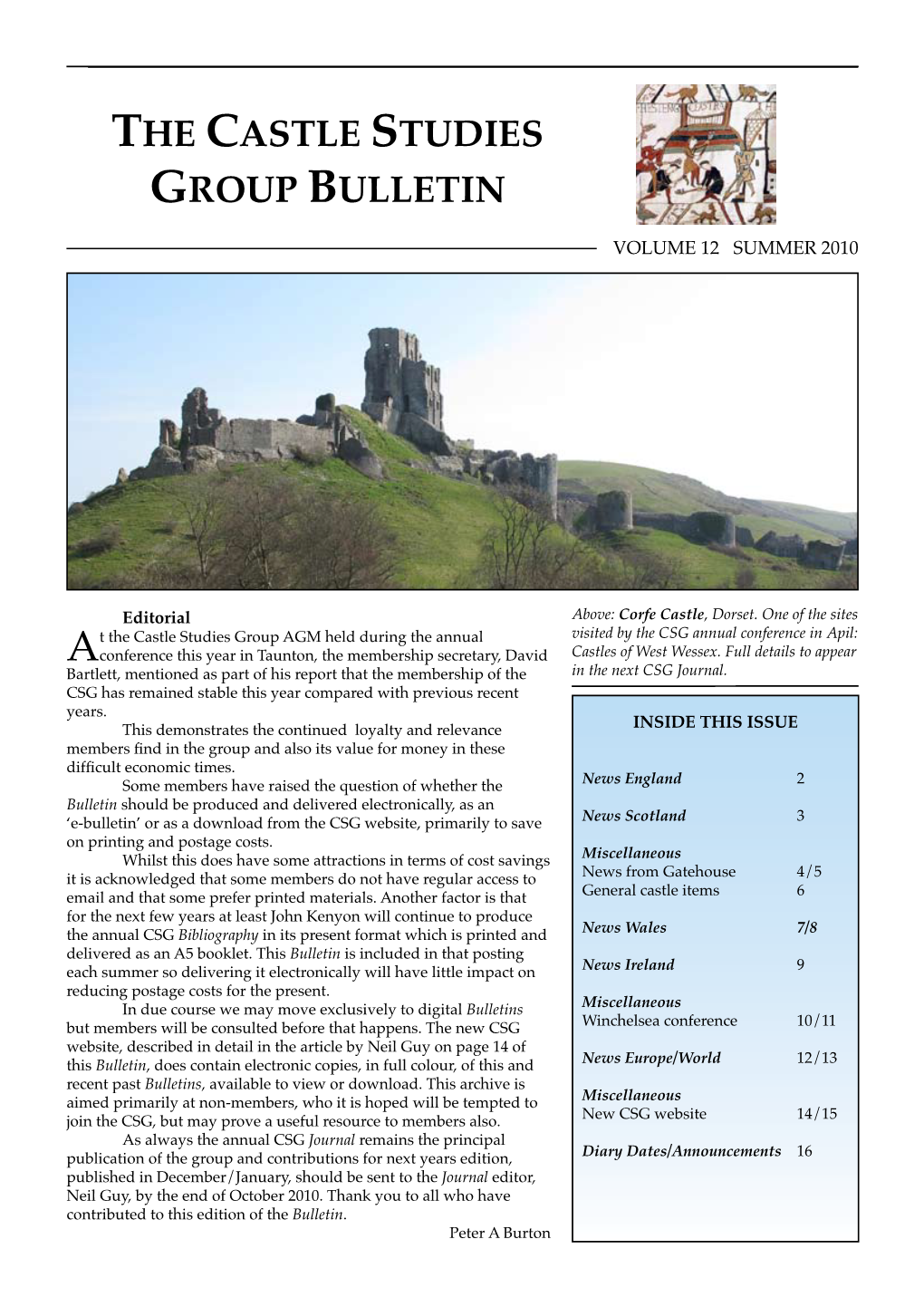 The Castle Studies Group Bulletin