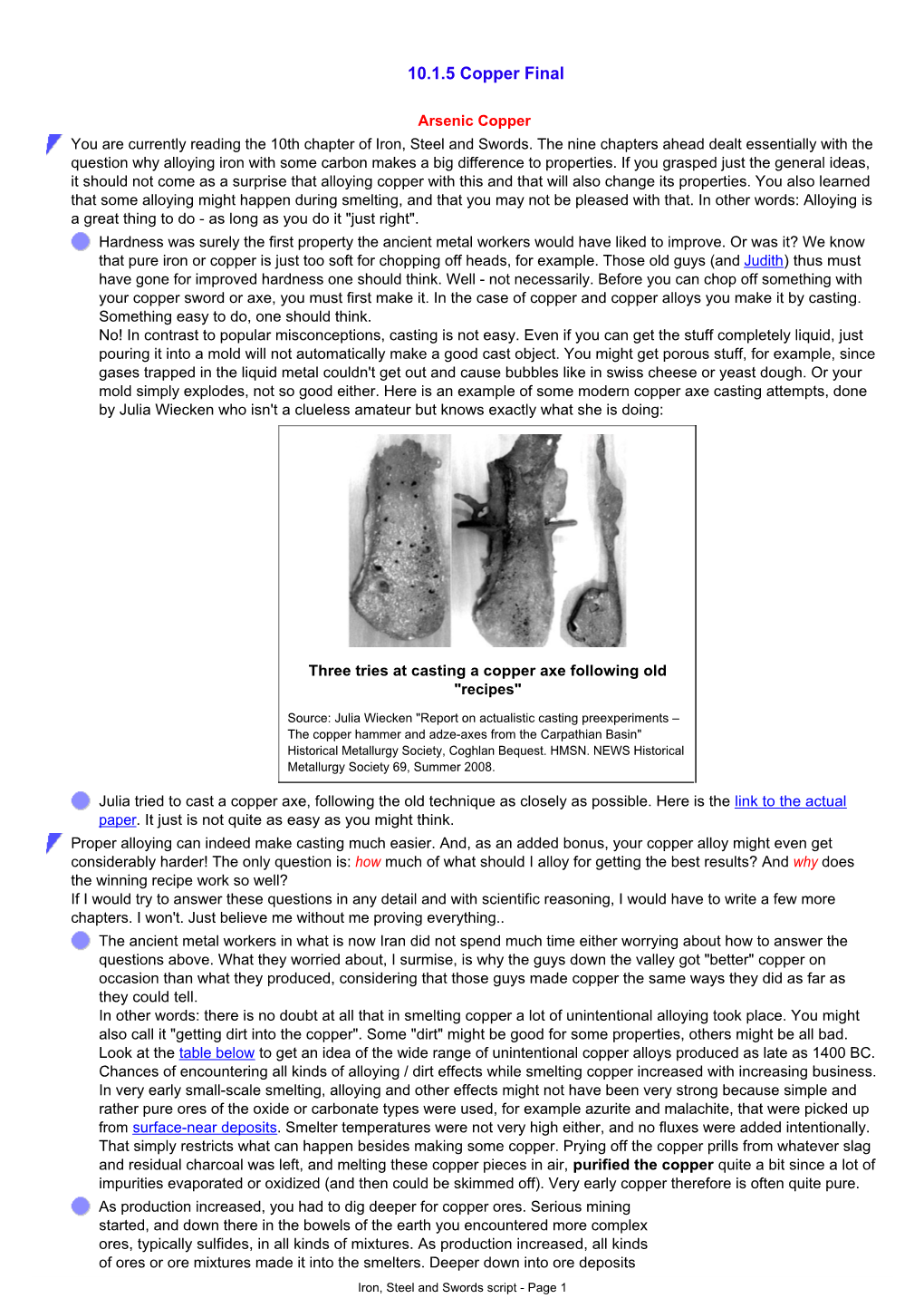 Iron, Steel and Swords Script - Page 1 As Production Increased, You Had to Dig Deeper for Copper Ores