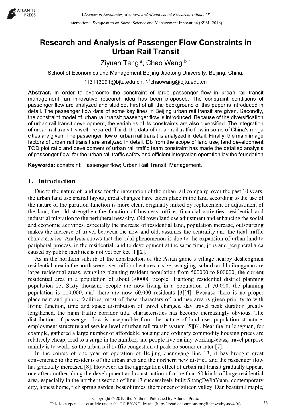 Research and Analysis of Passenger Flow Constraints in Urban Rail Transit