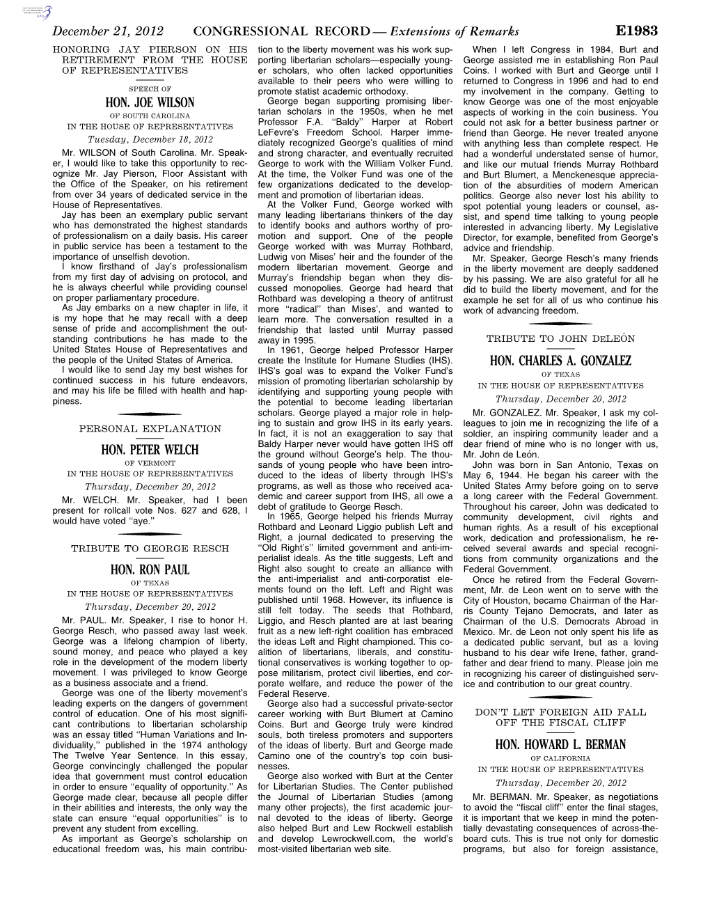 CONGRESSIONAL RECORD— Extensions of Remarks E1983 HON