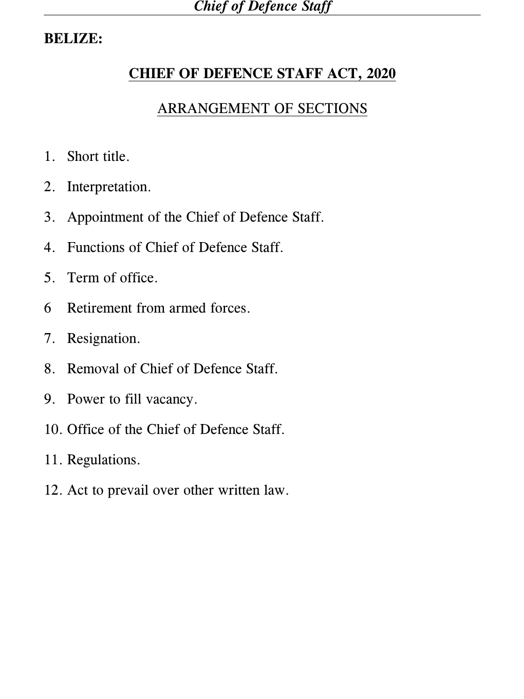Act No. 3 of 2020 – Chief of Defence Staff