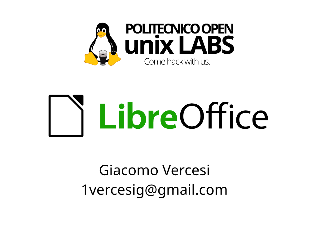 Corsi Linux Base - Libreoffice 2 Politecnico Open Unix Labs