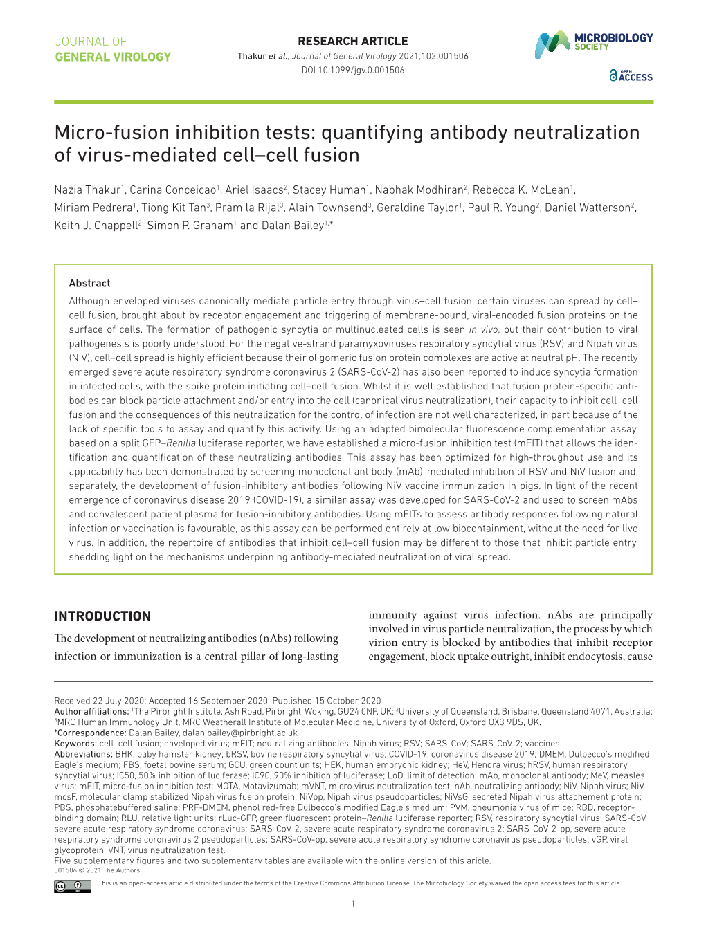 Fusion Inhibition Tests: Quantifying Antibody Neutralization of Virus-­Mediated Cell–Cell Fusion