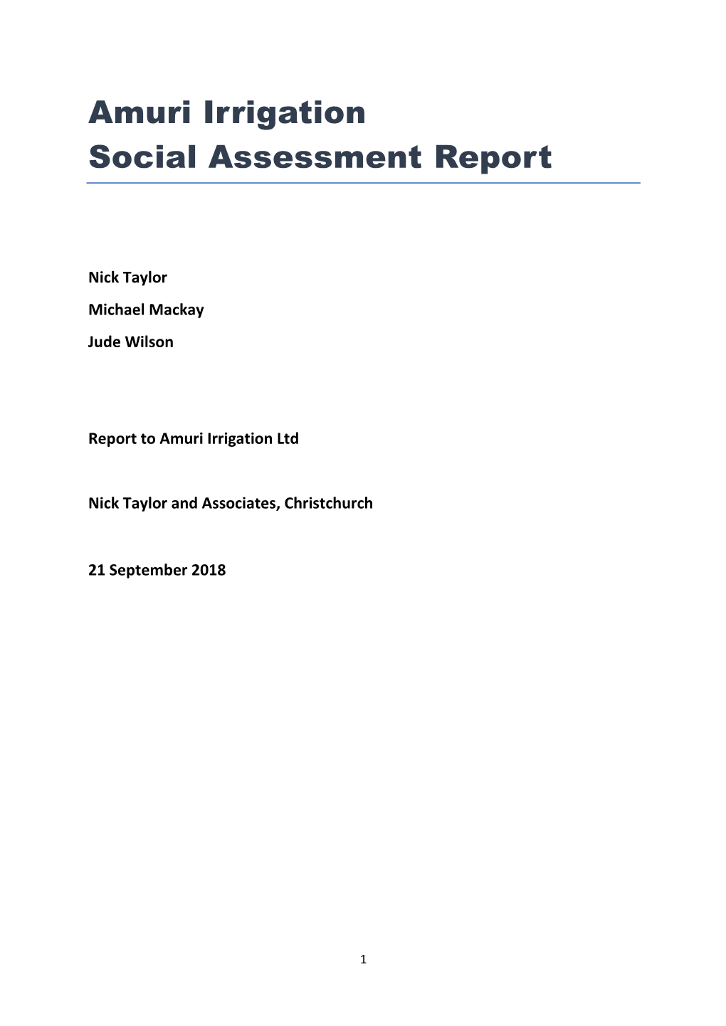 Amuri Irrigation Social Assessment Report