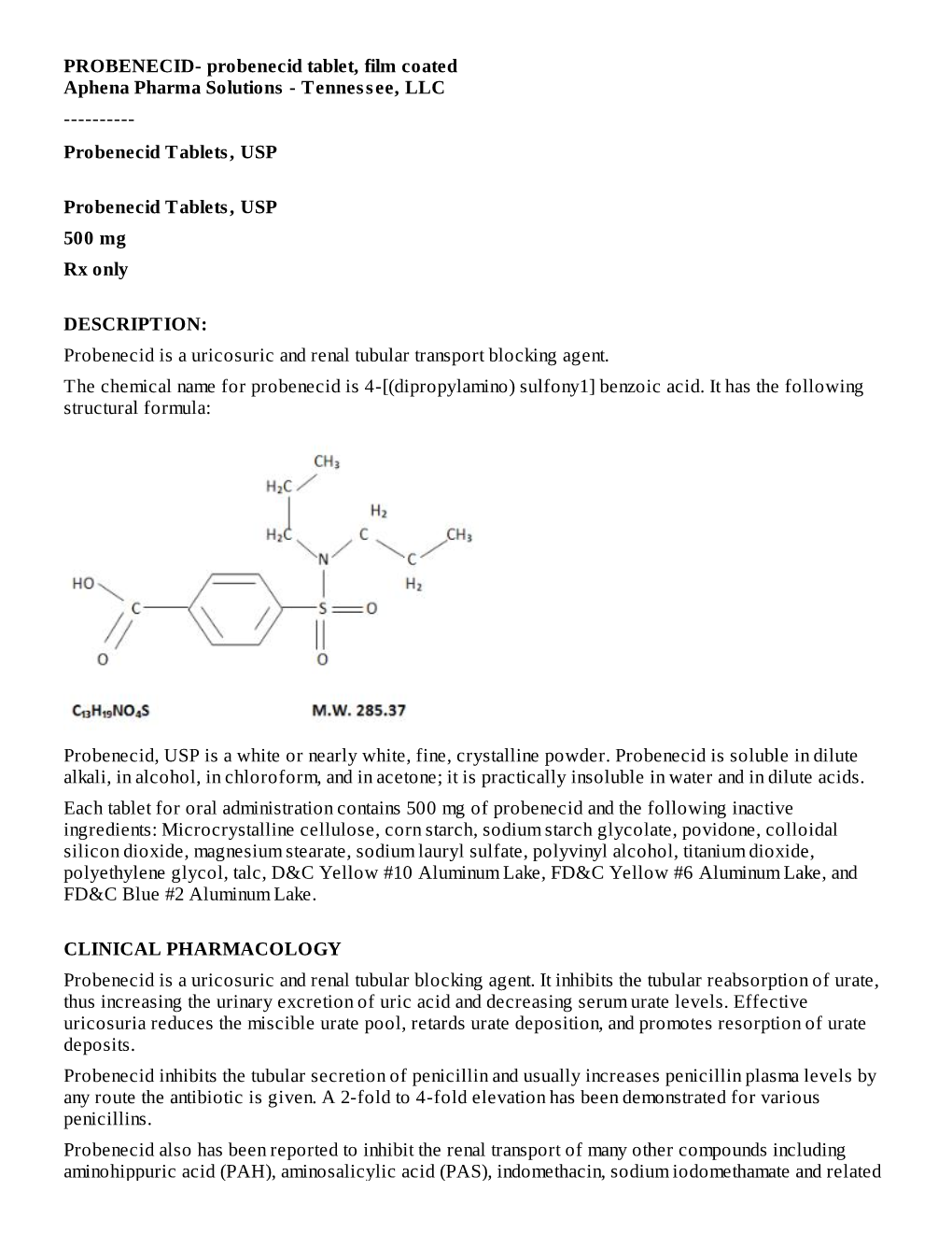 Probenecid Tablets, USP