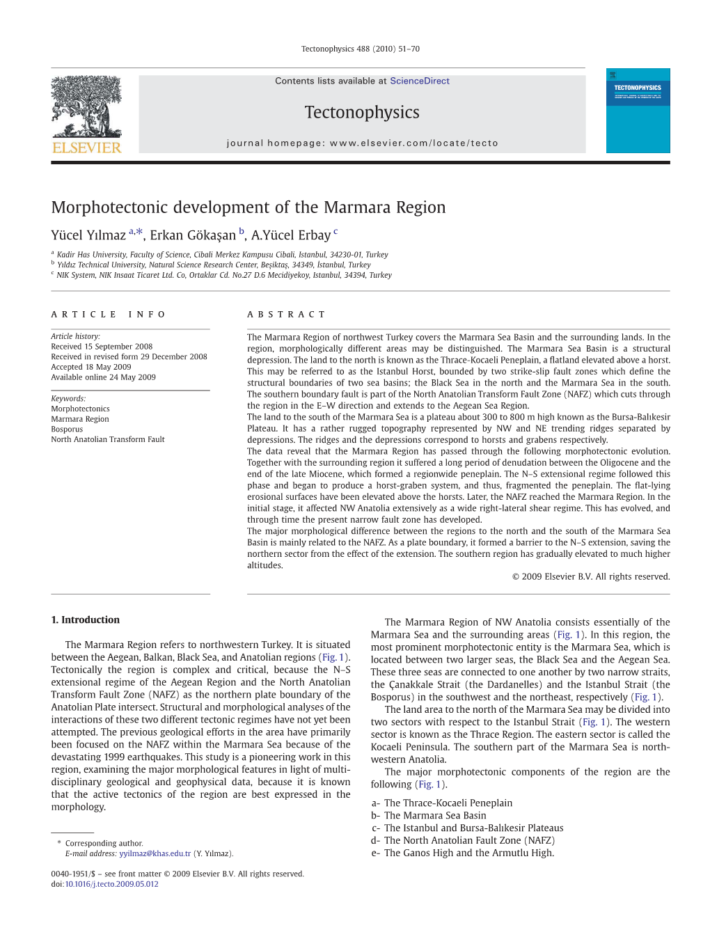 Morphotectonic Development of the Marmara Region