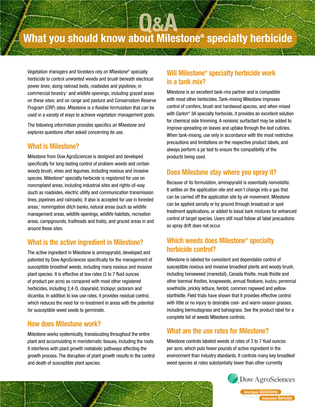 What You Should Know About Milestone® Specialty Herbicide