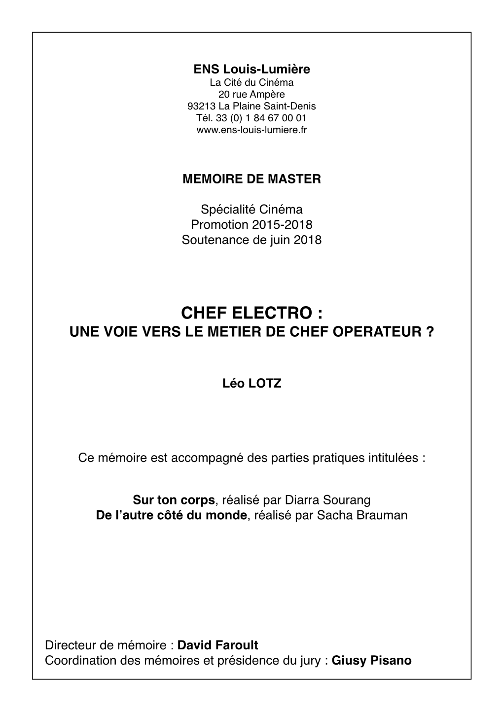 Chef Electro : Une Voie Vers Le Metier De Chef Operateur ?