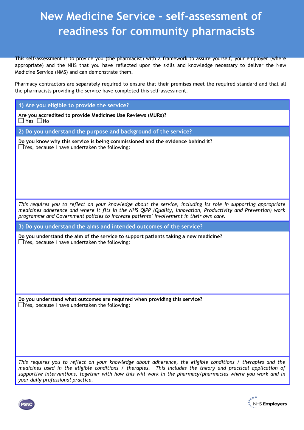 This Self-Assessment Is to Provide You (The Pharmacist) with a Framework to Assure Yourself