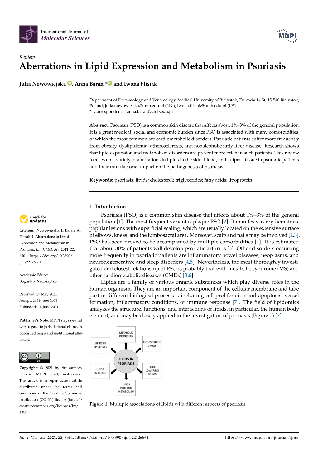 Aberrations in Lipid Expression and Metabolism in Psoriasis