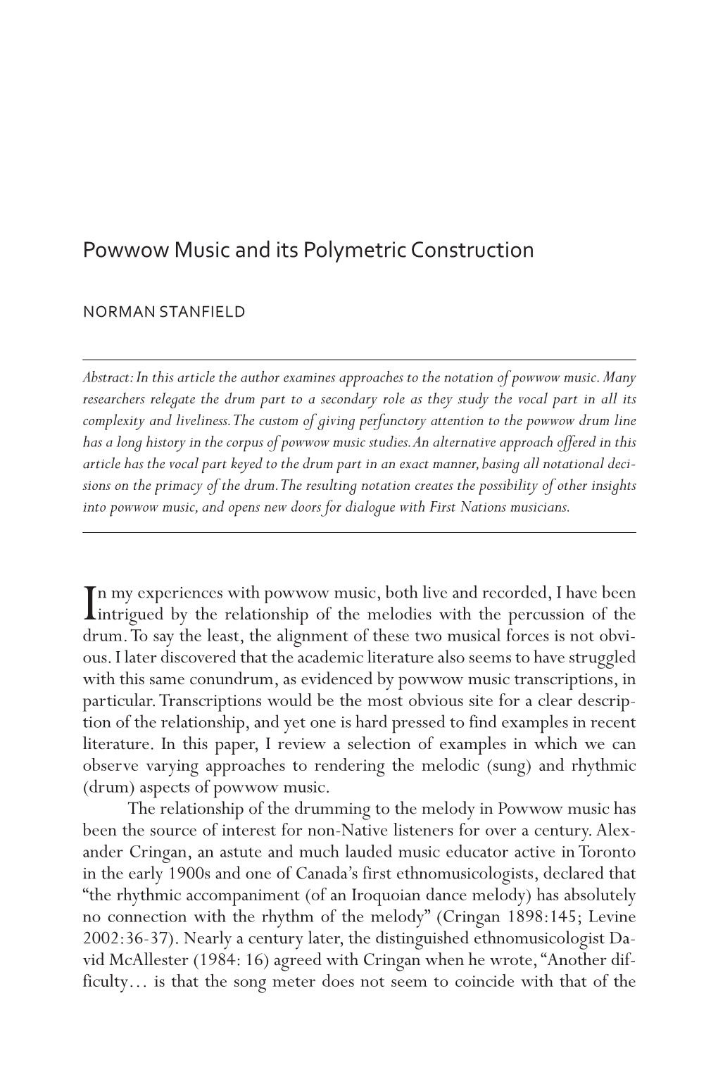 Powwow Music and Its Polymetric Construction