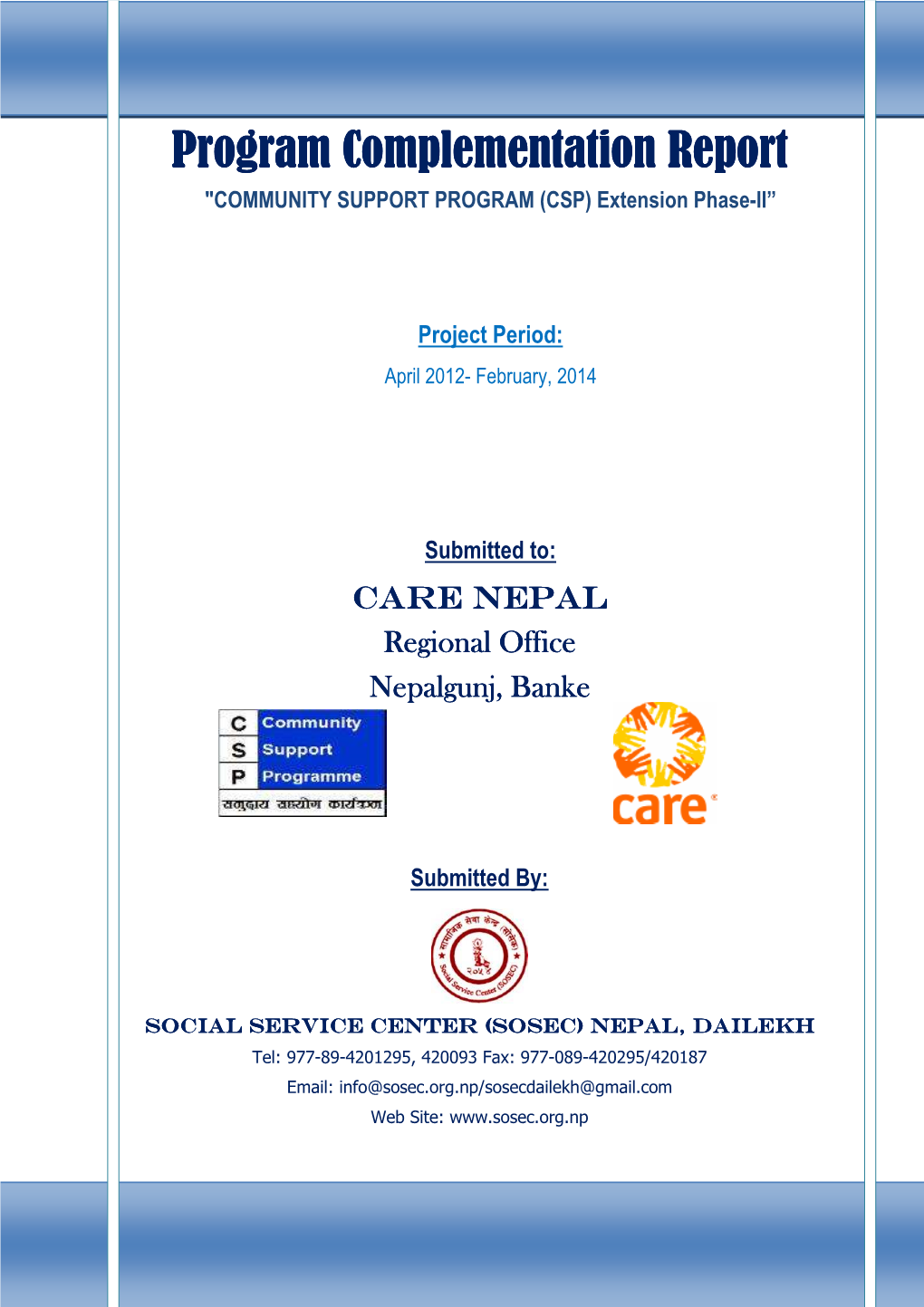 CSP Completion Report 2014