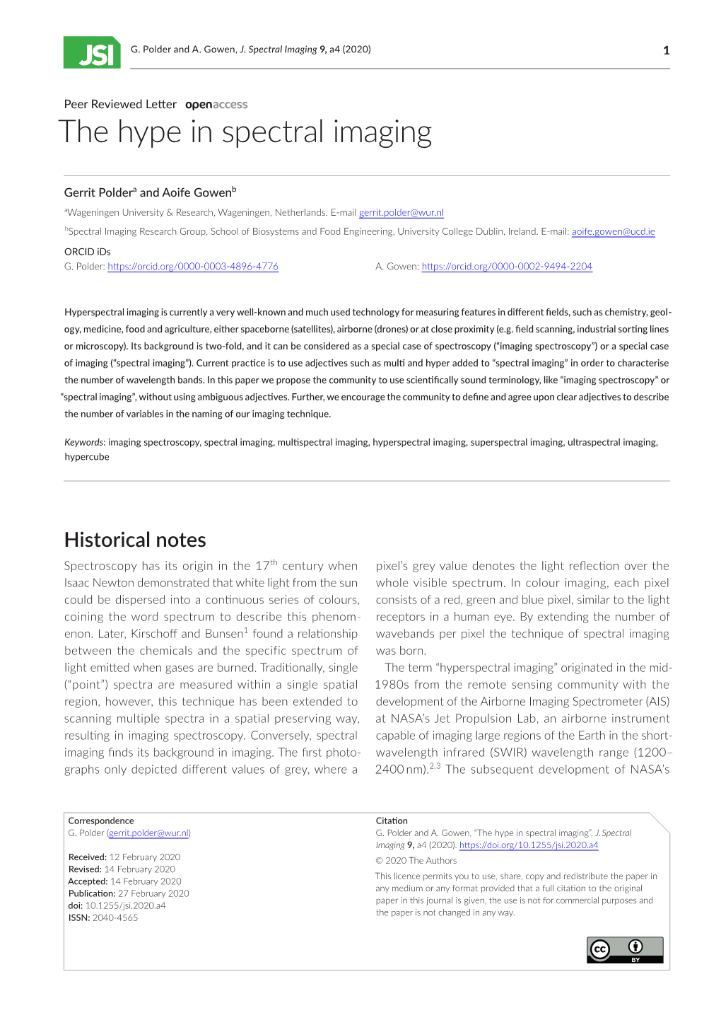 The Hype in Spectral Imaging”, J