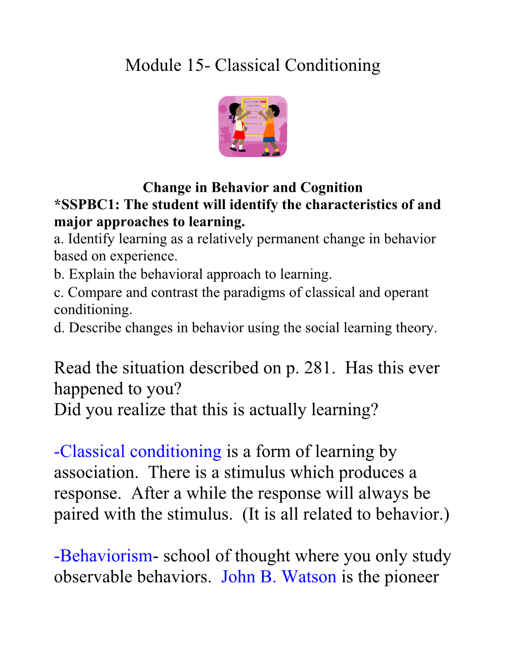 Module 15- Classical Conditioning