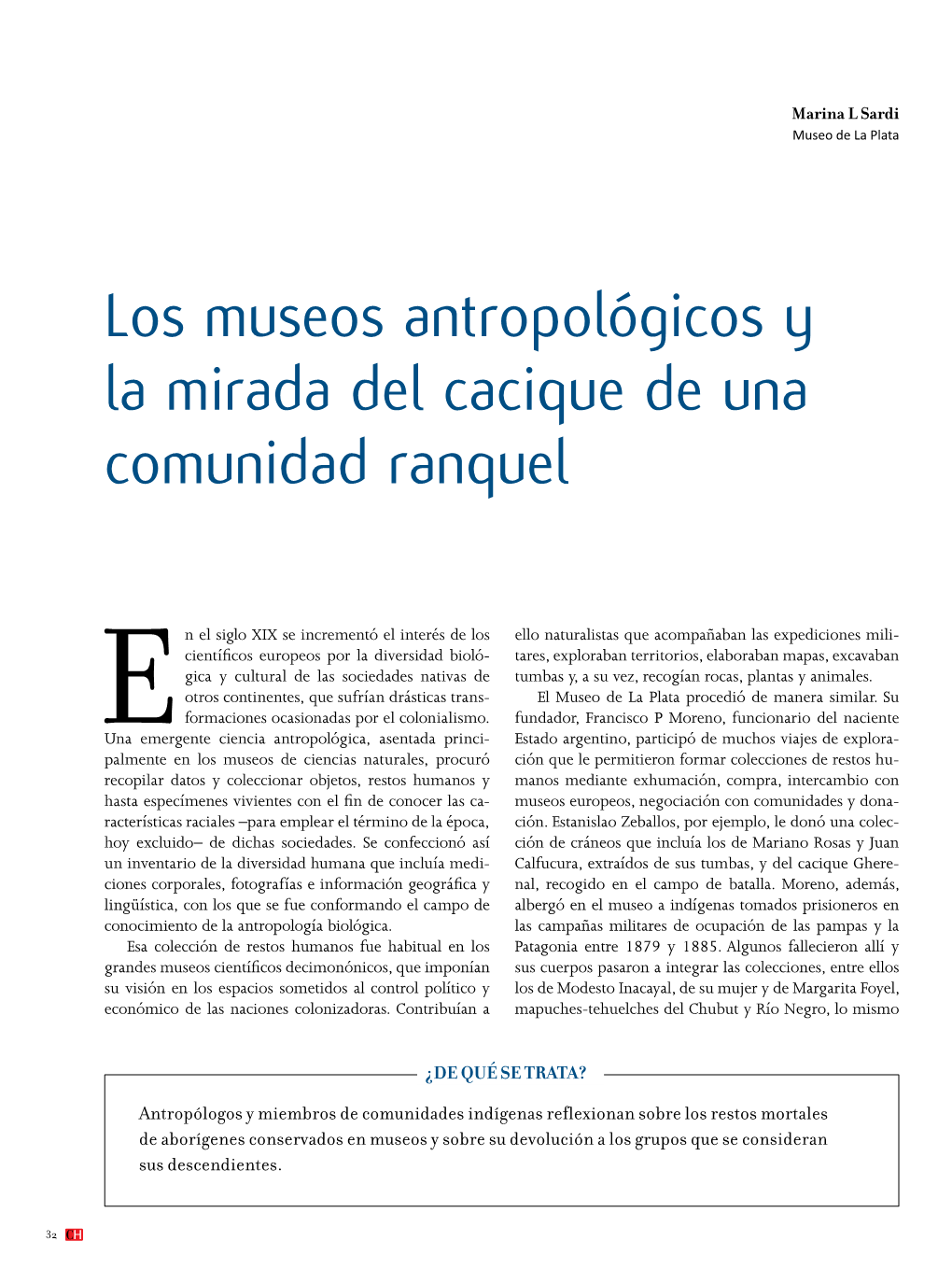 Los Museos Antropológicos Y La Mirada Del Cacique De Una Comunidad Ranquel