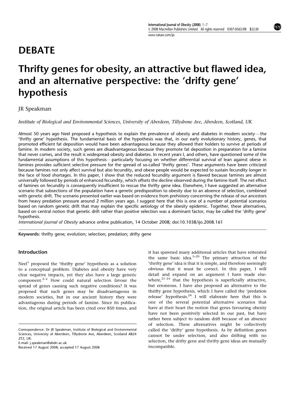 Drifty Gene’ Hypothesis