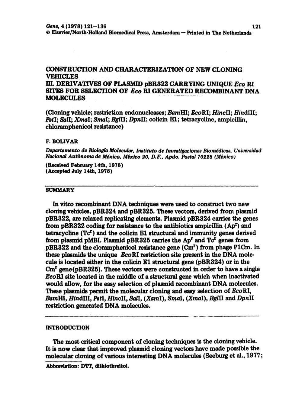 Bglii and Dpnii Restriction Generated DNA Molecules