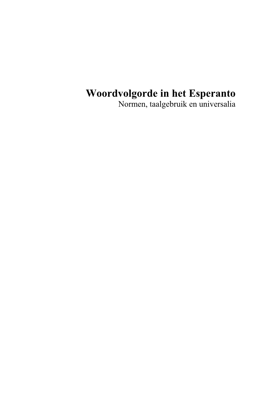 Woordvolgorde in Het Esperanto