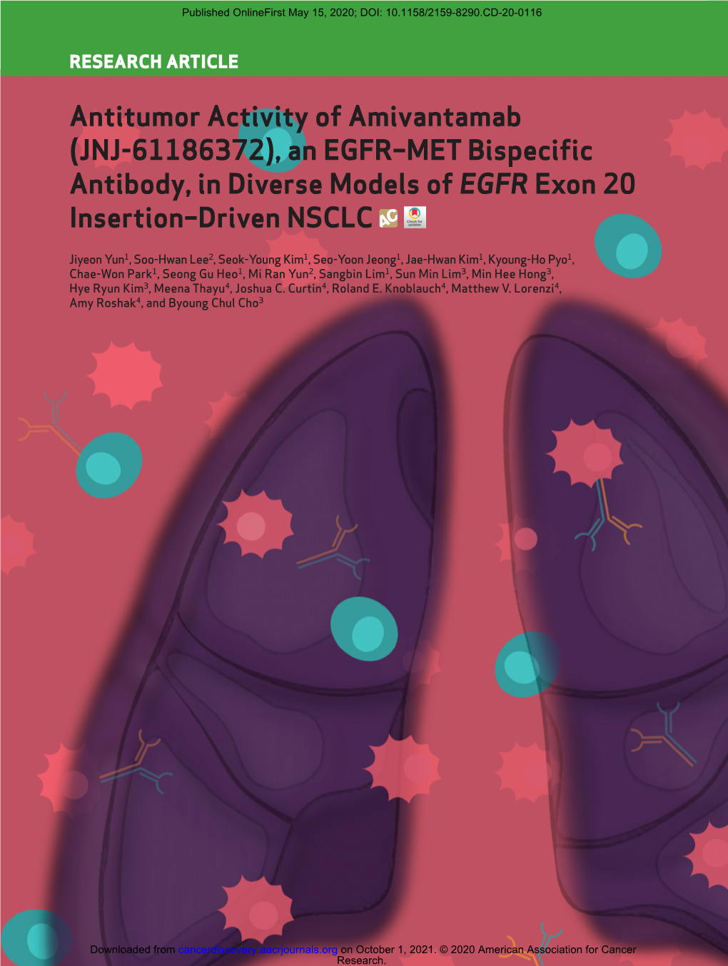 Antitumor Activity of Amivantamab (JNJ-61186372), an EGFR–MET Bispecific Antibody, in Diverse Models of EGFR Exon 20 Insertion–Driven NSCLC