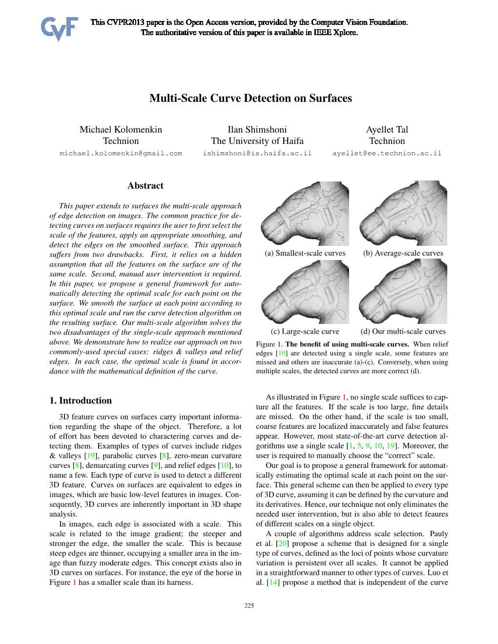 Multi-Scale Curve Detection on Surfaces