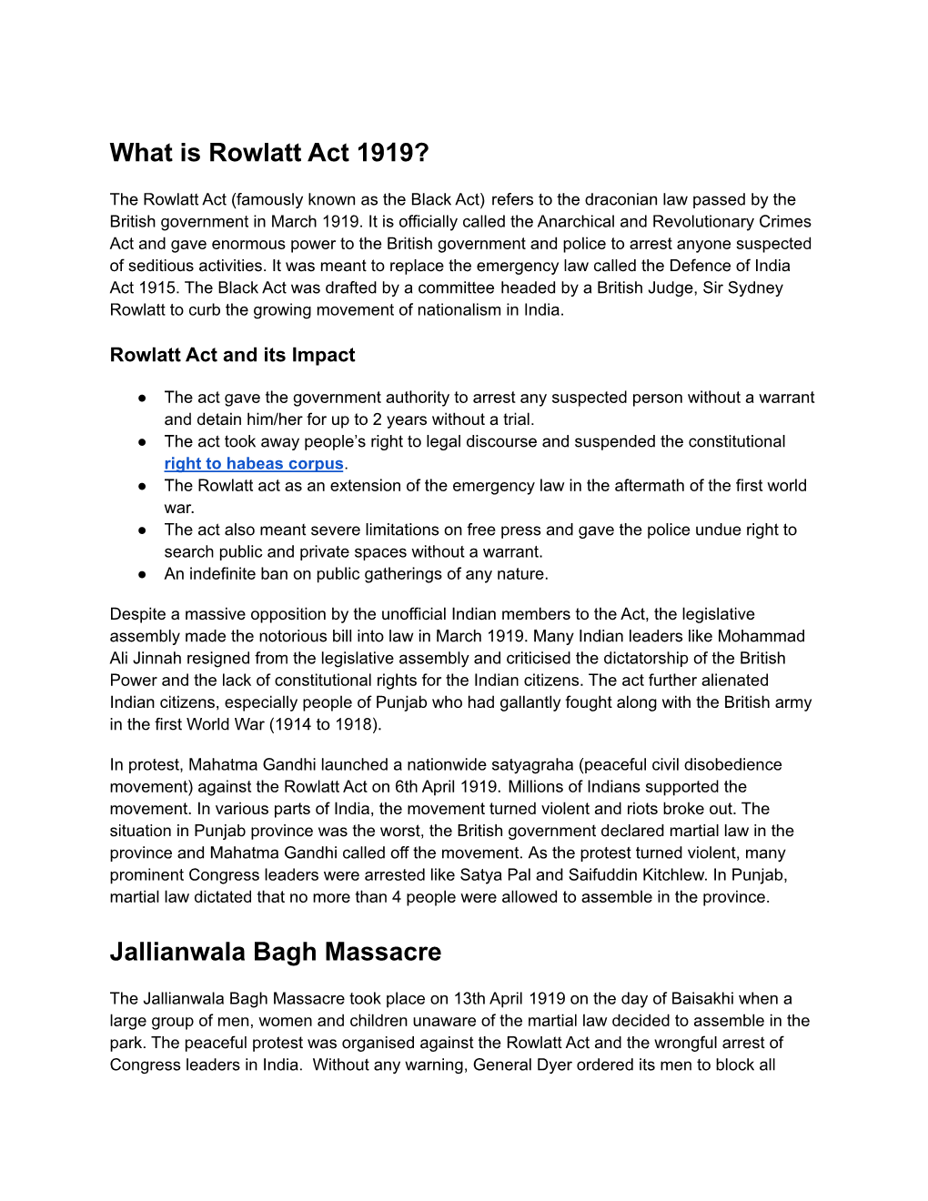 What Is Rowlatt Act 1919?