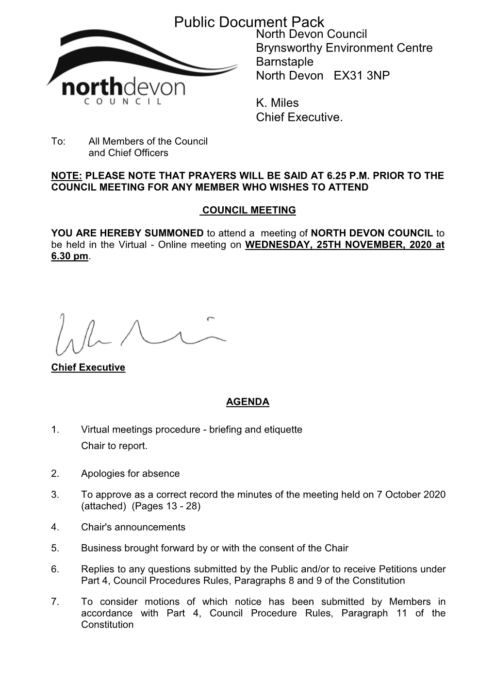 (Public Pack)Agenda Document for Council, 25/11/2020 18:30