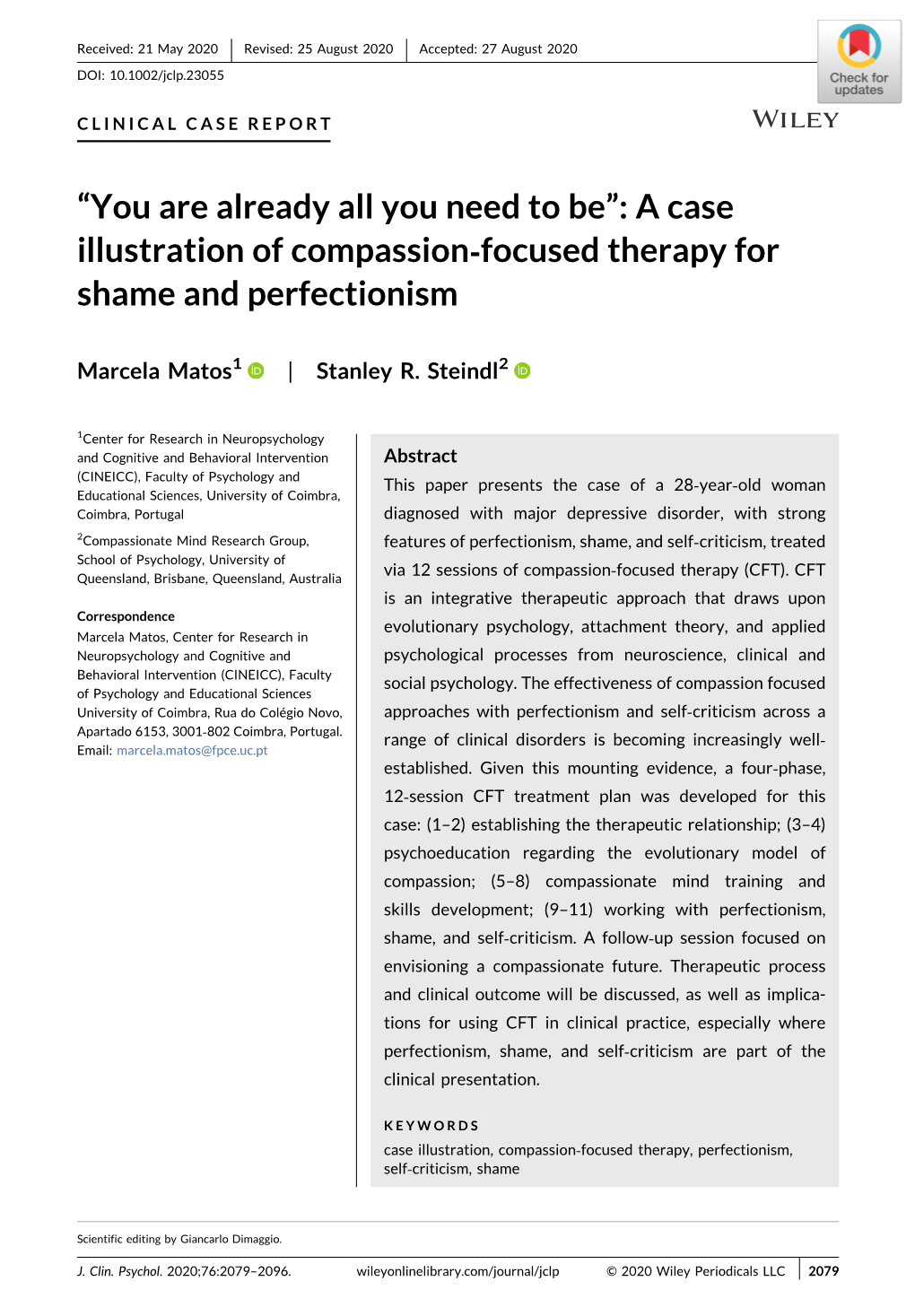 A Case Illustration of Compassion‐Focused Therapy for Shame and Perfectionism