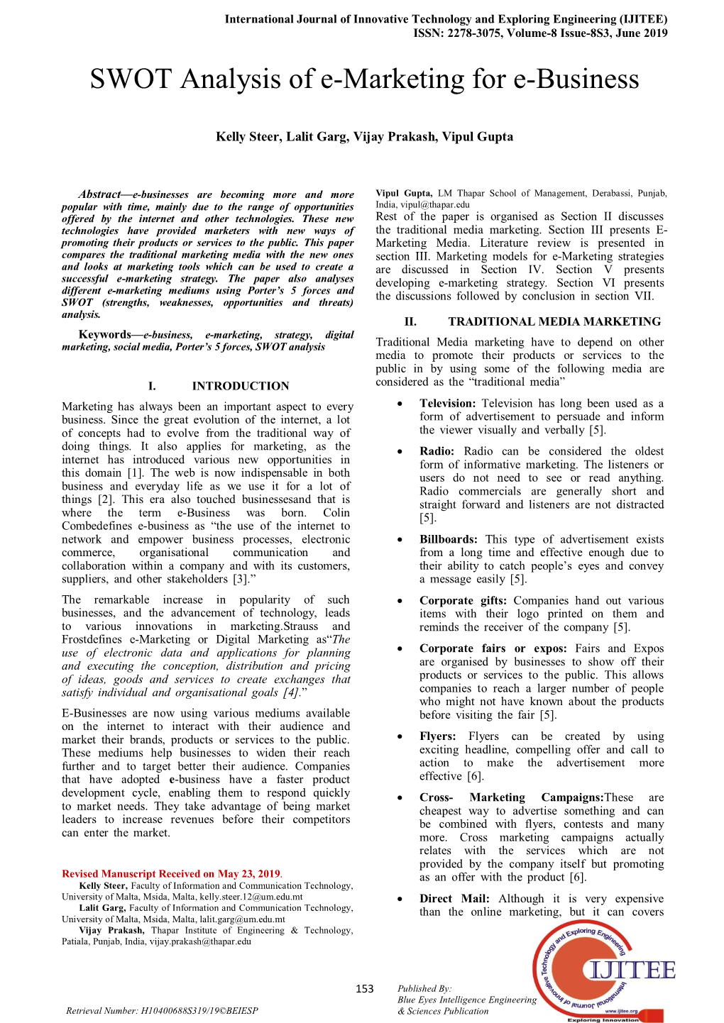 SWOT Analysis of E-Marketing for E-Business